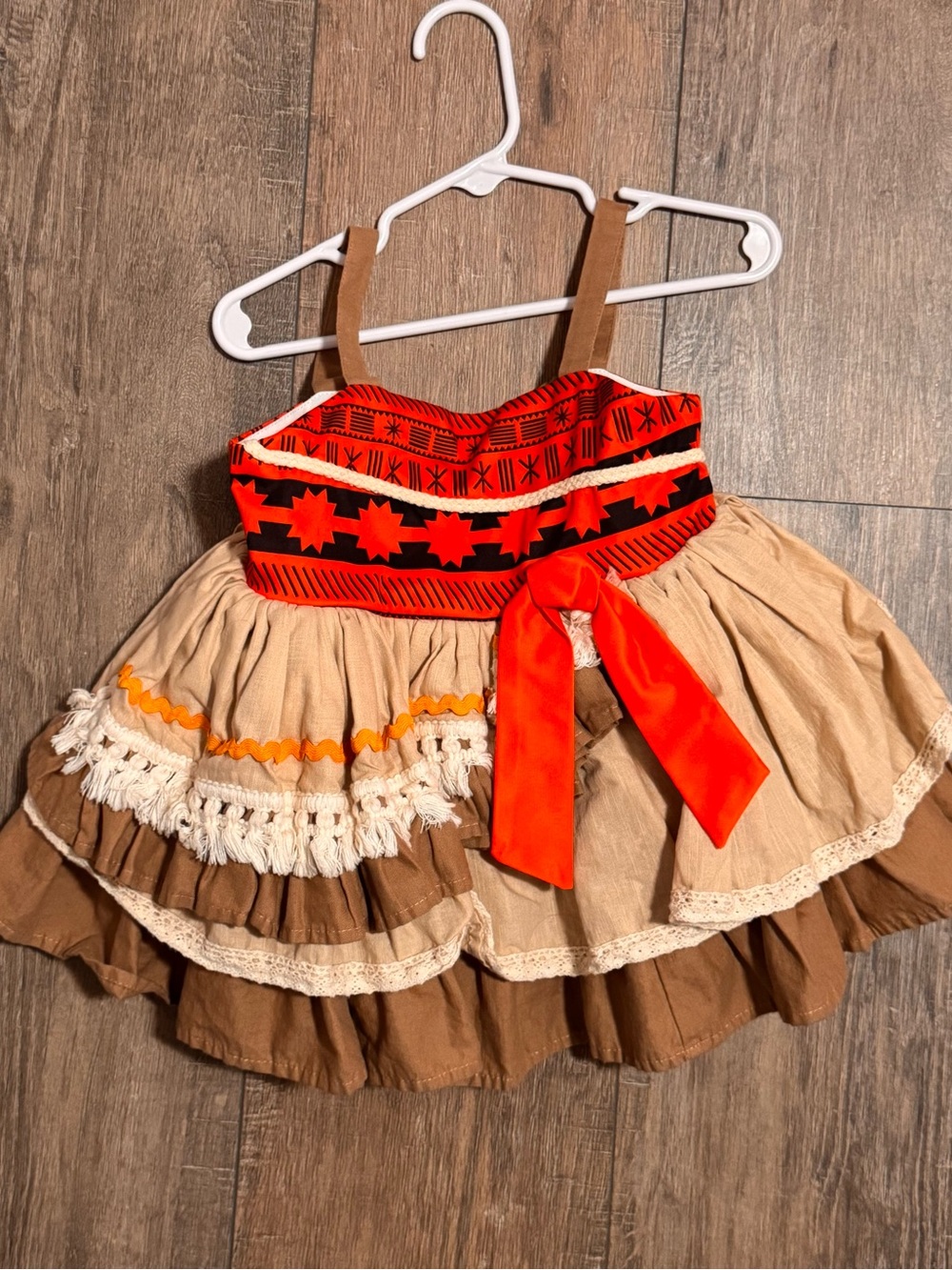 Festive Tribal-Inspired Kids Costume Dress in Beige and Red - Brand